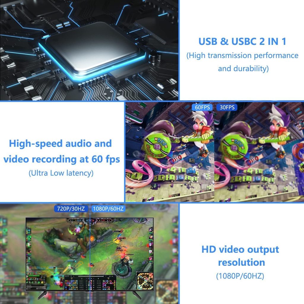 Cáp ghi hình HDMI live streaming to USB A/Type C Video Capture Card