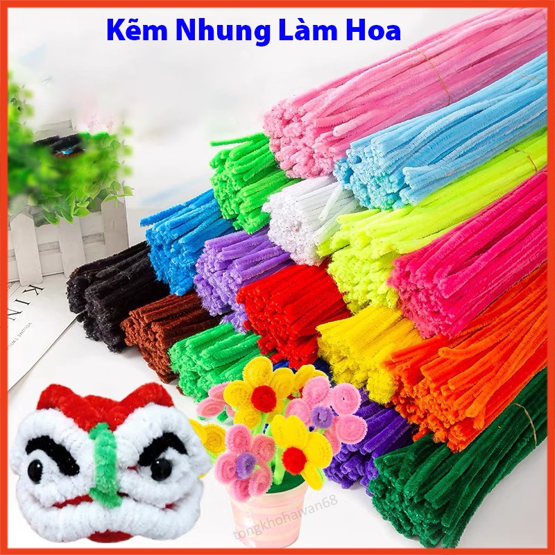 Set 100 cành Kẽm nhung làm hoa , kẽm lông làm nụ tầm xuân trang trí,làm đồ hanmade...nhiều màu