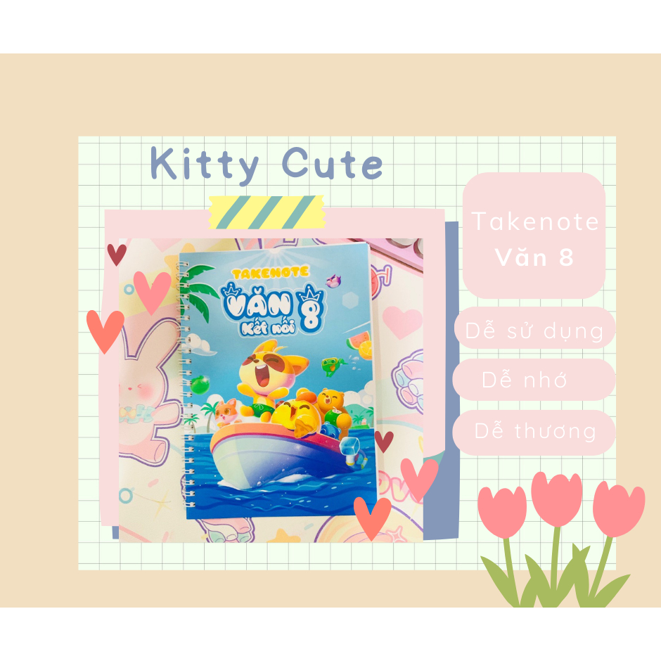 Sổ tay- sách takenote Văn lớp 8- Kittycute