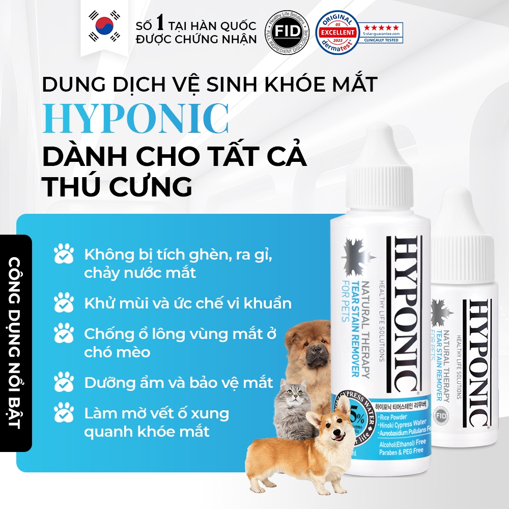 Dung dịch vệ sinh khoé mắt HYPONIC dành cho thú cưng