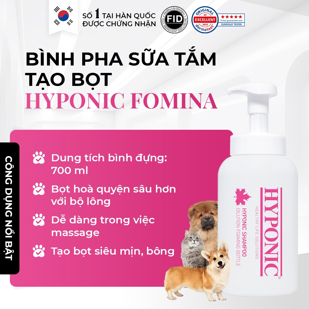  Bình pha sữa tắm tạo bọt HYPONIC Fomina 700ml, chuyên dùng pha sữa tắm cho thú cưng