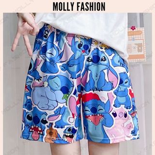 Quần Short hoạt hình Unisex ANGRY STITCH ❤️ Quần đùi nam nữ mặc nhà Freesize 38-80kg Molly Fashion