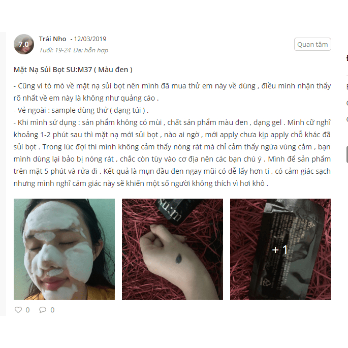 Mặt nạ Su:m thải độc, sáng da, căng bóng gói