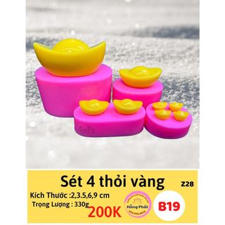 Bộ 4 khuôn silicon Thỏi vàng nhiều kích thước - B19 - Silicon Hồng Phát