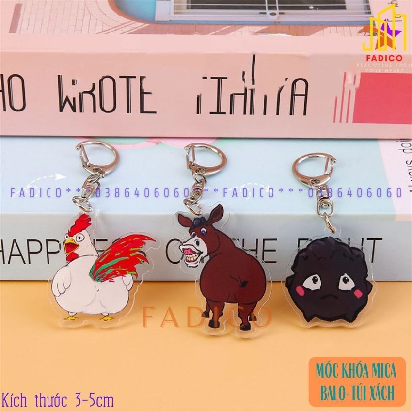 SỈ móc khóa MICA, móc treo balo túi xách hình GẤU kích thước 3-5cm nhựa acrylic-FADICO