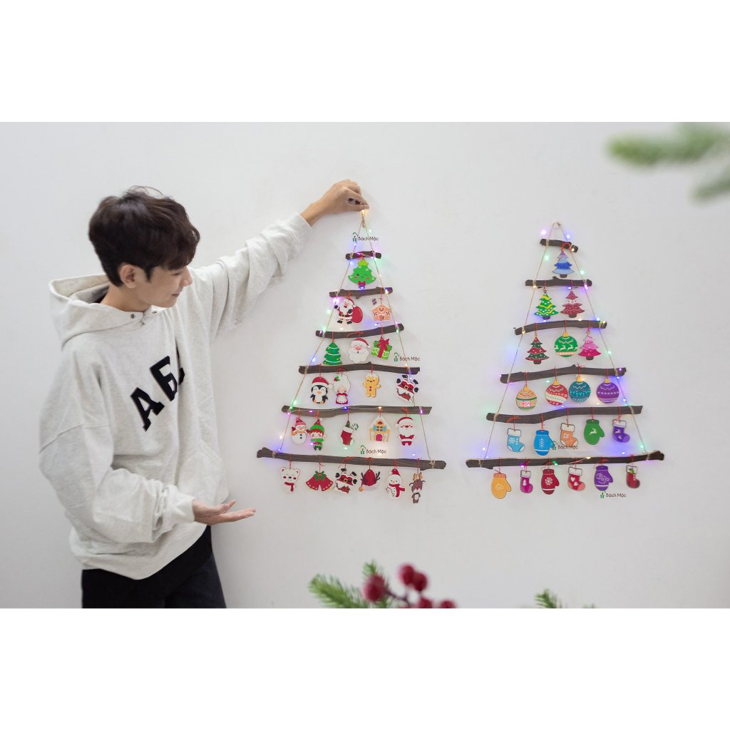 Cây Thông Gỗ Bách Mộc Treo Tường Decor Giáng Sinh