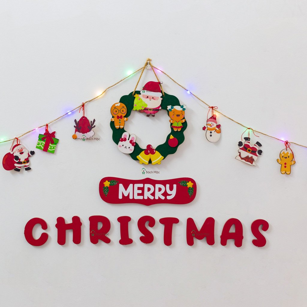 Set Decor Merry Christmas Bách Mộc Trang Trí Noel Giáng Sinh Bằng Gỗ