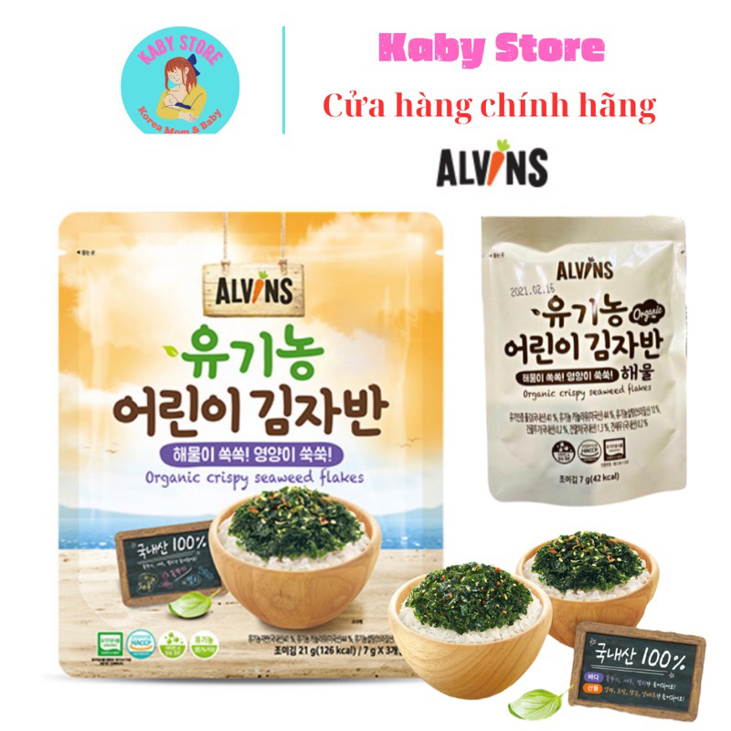 Rong biển rắc cơm hữu cơ Alvins nội địa Hàn Quốc cho bé từ 1 tuổi