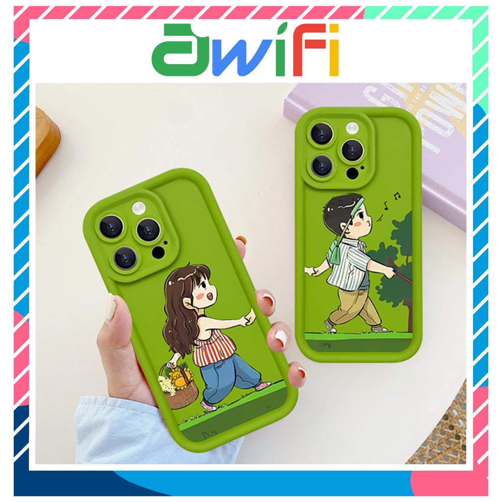 Ốp lưng iphone camera viền cao dắt tay 6/6s/6plus/7/8/plus/x/xs/11/12/13/14/15/pro/max/plus/promax - Awifi Case B5-19