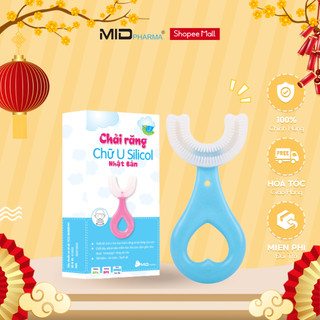 Bàn chải đánh răng chữ U thương hiệu Midkid cho bé từ 1 tuổi, chải xoay 180 độ, massage răng, chất liệu mềm mại, an toàn