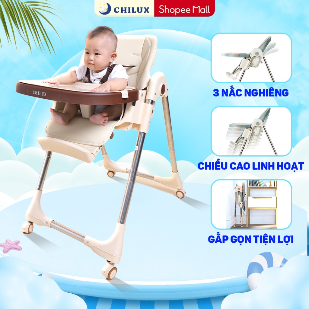 Ghế ăn dặm gấp gọn Chilux Grow S - Đa năng, điều chỉnh nhiều chế độ, bảo hành 2 năm