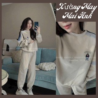  Set bộ nỉ hình gấu bộ đồ sweater freesize mặc ở nhà đi học quần Jogger phong cách hàn quốc ullzang 