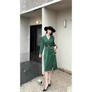 ĐẦM CỔ VEST KÈM BELT