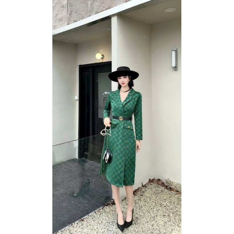 ĐẦM CỔ VEST KÈM BELT
