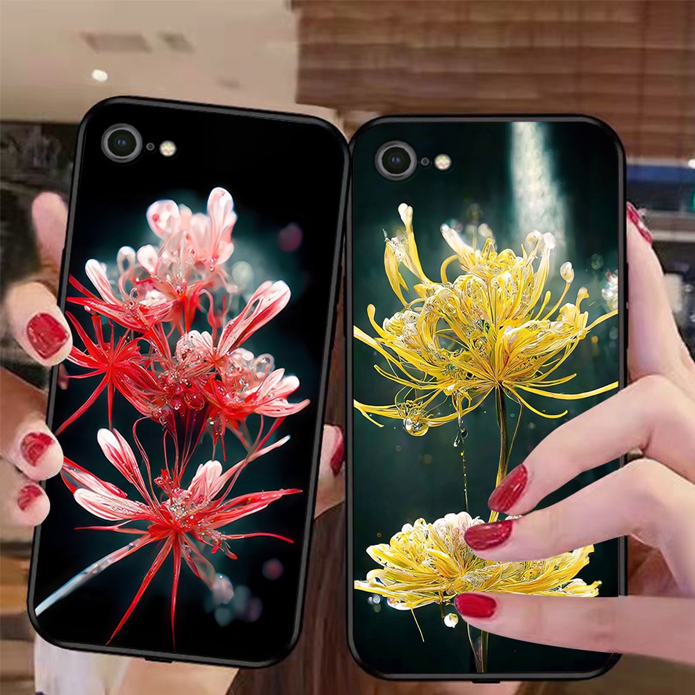 Ốp điện thoại mặt kính iphone 6 / ip 6S / 6 Plus / 6S Plus in hình hoa bỉ ngạn / ốp kính