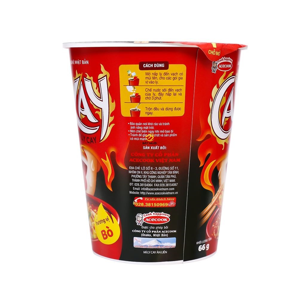 Mì Caykay vị kim chi ly 66g - Thùng 24 ly
