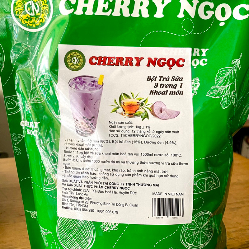Bột Trà Sữa Cherry Ngọc Dâu, Socola, Khoai Môn Gói 1Kg