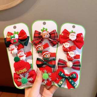 Vĩ 5 kẹp mái noel kẹp giáng sinh phối nơ gấu ông già noel