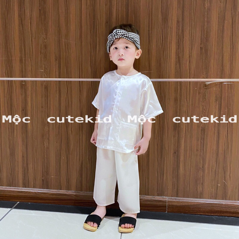 Bộ bà ba cho bé màu TRẮNG, màu NÂU  - bộ quần áo cho bé đi chơi, set đồ đi chơi Lễ Hội