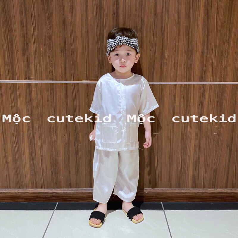 Bộ bà ba cho bé màu TRẮNG, màu NÂU  - bộ quần áo cho bé đi chơi, set đồ đi chơi Lễ Hội