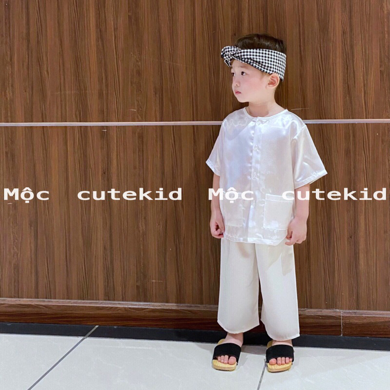 Bộ bà ba cho bé màu TRẮNG, màu NÂU  - bộ quần áo cho bé đi chơi, set đồ đi chơi Lễ Hội