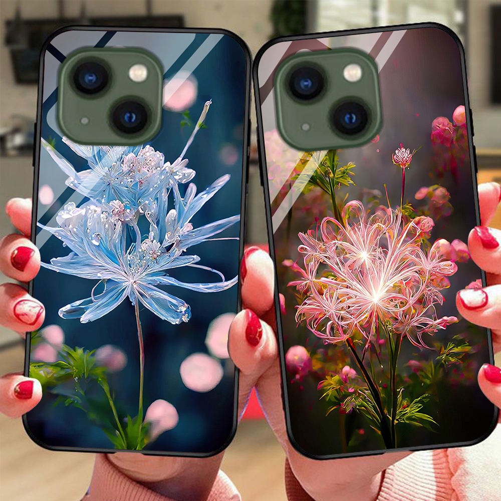 Ốp điện thoại mặt kính iphone 13 / ip 13 mini / ip 13 pro / ip13 pro max in hình hoa bỉ ngạn / ốp kí