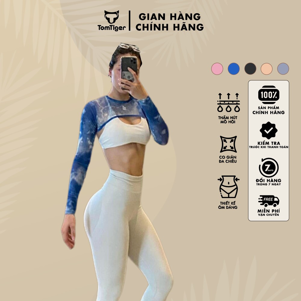 Áo Crop 1/2 Sey Mesh Tomtiger Vải Lưới Tập Thể Thao Chạy Bộ Tập Gym