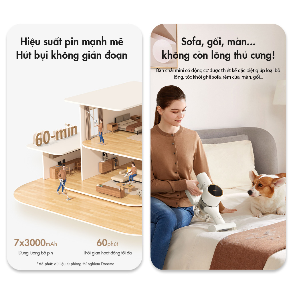 Dreame R10 / Dreame R20 - Máy hút bụi CẦM TAY KHÔNG DÂY THÔNG MINH - Model 2023