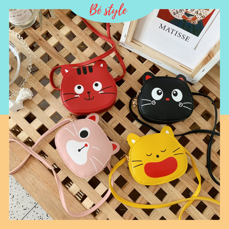 Túi đeo chéo cho bé gái đựng lì xi túi mini cho bé từ 2 tuổi đến 10 tuổi hoạ tiết mèo xinh xắn quà tặng trẻ em TUI03