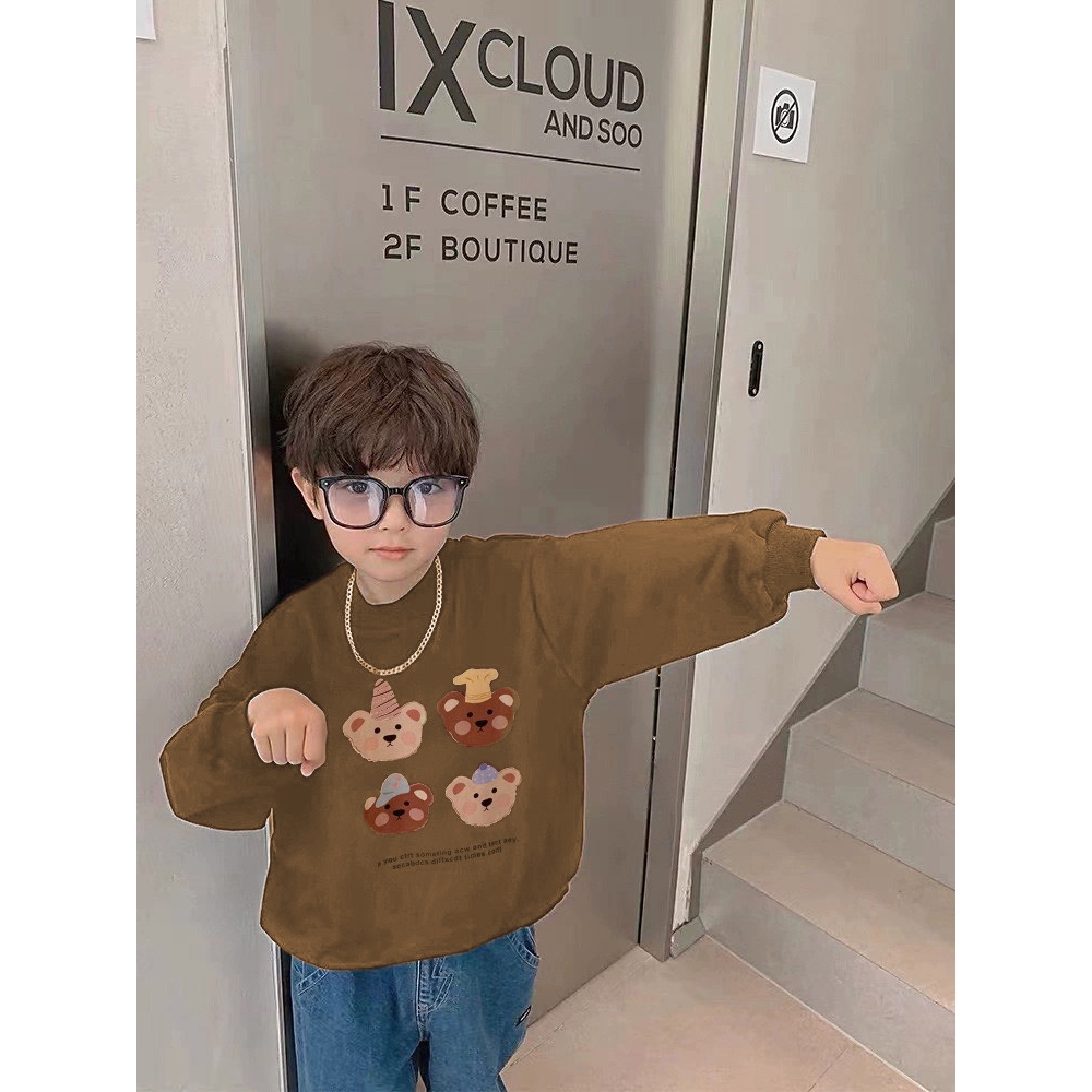 TE467-Áo sweater gia đình Hokiha Kids chất nỉ ép dày dặn,mềm mại cho bố,mẹ,bé trai và bé gái hoạ tiết hình gấu dễ thương