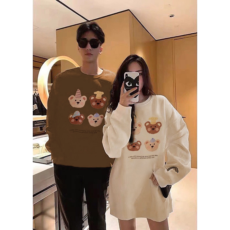 TE467-Áo sweater gia đình Hokiha Kids chất nỉ ép dày dặn,mềm mại cho bố,mẹ,bé trai và bé gái hoạ tiết hình gấu dễ thương