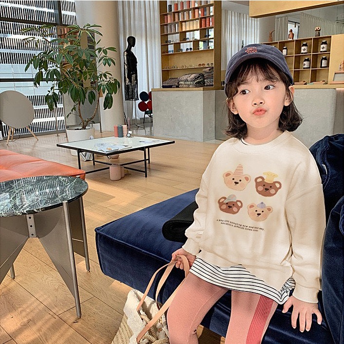 TE467-Áo sweater gia đình Hokiha Kids chất nỉ ép dày dặn,mềm mại cho bố,mẹ,bé trai và bé gái hoạ tiết hình gấu dễ thương