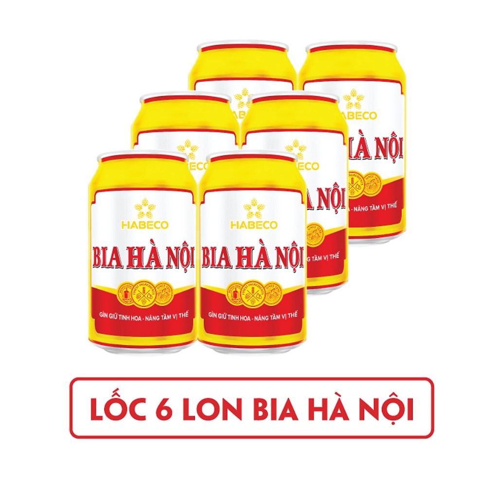 Combo 6 lon bia Hà Nội lon 330ml