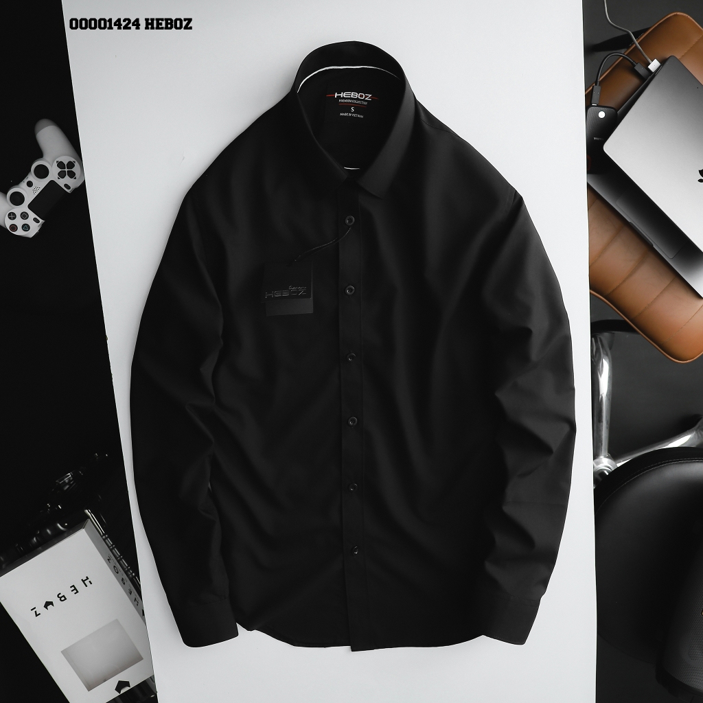 Áo sơ mi nam dài tay cổ bẻ basic modal Heboz 3 màu trơn - 00001424