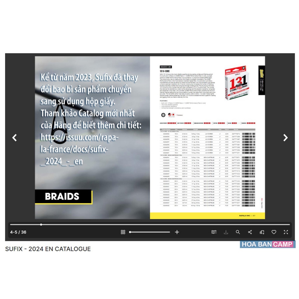 Dây Dù Sufix 131 PE 150m/300m Bện Từ 13 Sợi