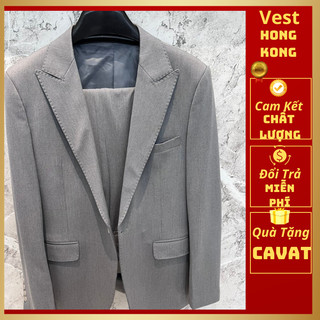 Bộ Vest  màu ghi sáng  1 cúc from dáng lịch sự sang trọng Vest HongKong