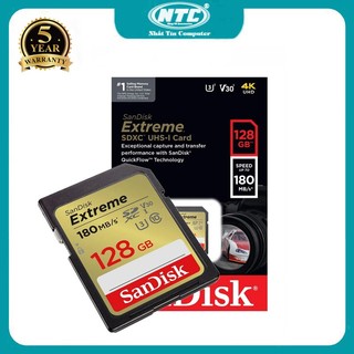 Thẻ nhớ Máy Ảnh SDXC SanDisk Extreme 128GB V30 UHS-I U3 4K 180MB/s (Vàng) Nhất Tín Computer