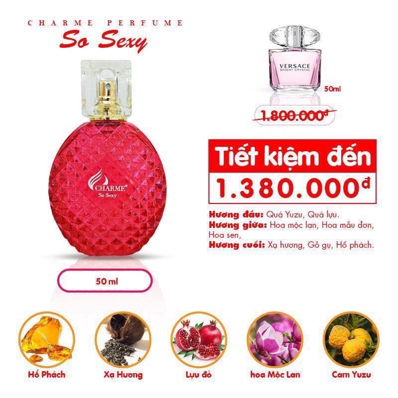 Nước hoa nữ thơm lâu Charme So Sexy quyến rũ nổi bật lôi cuốn 50ml