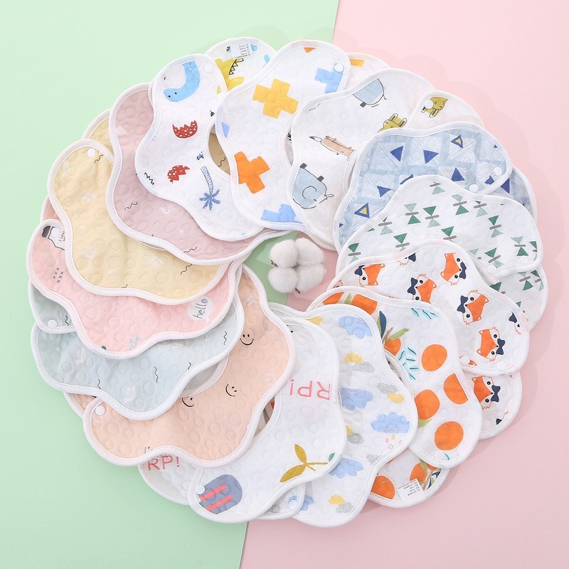 Yếm Xô 6 Lớp Chống Thấm hình tròn xoay 360 độ chất cotton cho bé