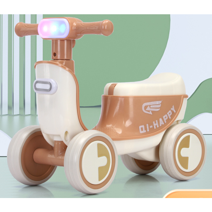 Xe chòi chân Q1 Happy cho bé cao cấp 2024 có nhạc , xe chòi 4 bánh thăng bằng
