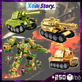 Đồ chơi lắp ráp mô hình xe tăng Leopard kết hợp 4in1 Robot