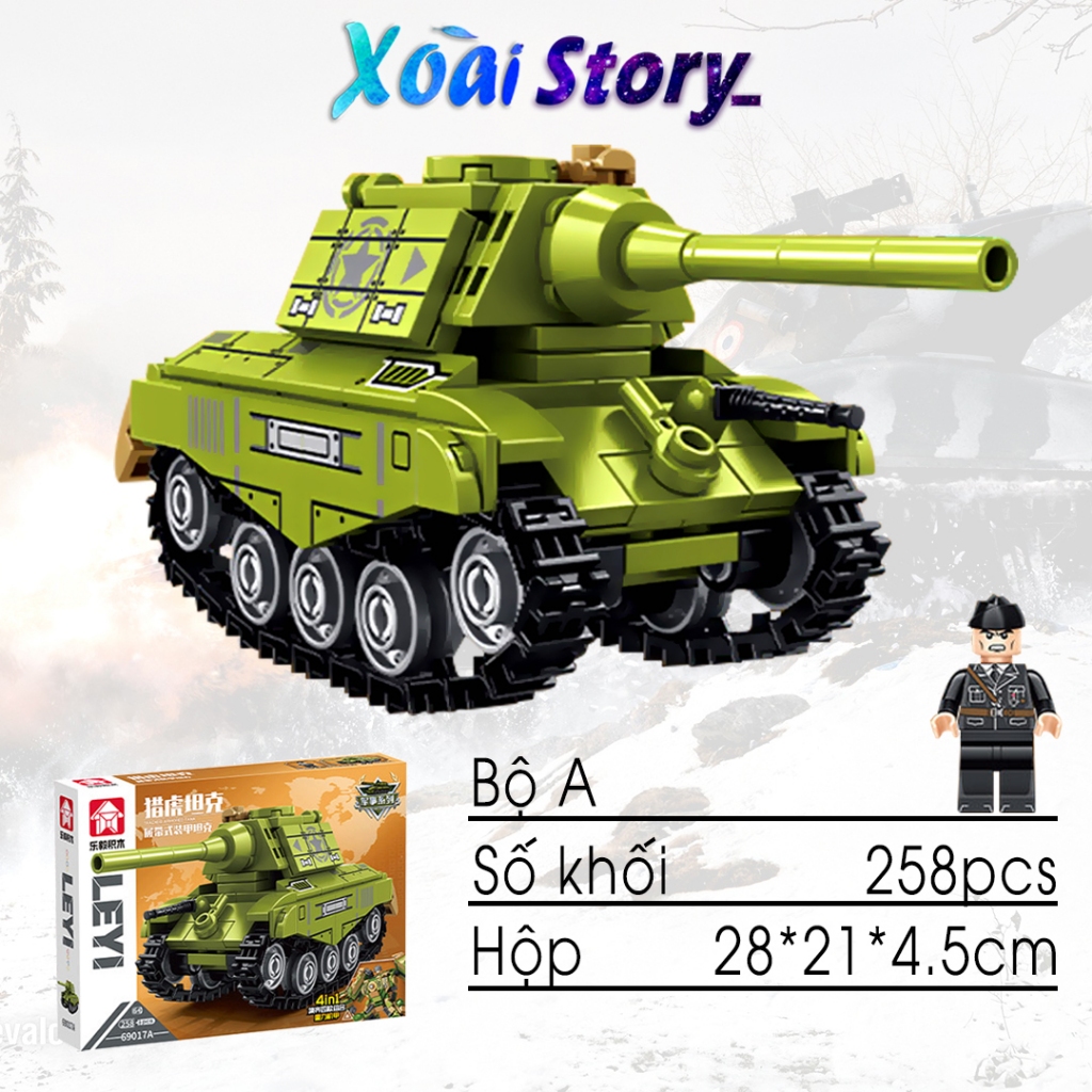 Đồ chơi lắp ráp mô hình xe tăng Leopard kết hợp 4in1 Robot