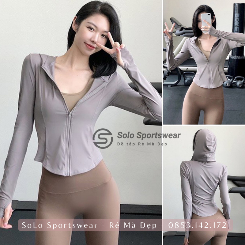 Áo Tập Gym Yoga Khoác Chống Nắng Ôm Body Dài Tay Thể Thao Nữ Khóa Kéo Thun Cực Mềm Tôn Dáng 𝙎𝙤𝙡𝙤 𝙎𝙥𝙤𝙧𝙩𝙨𝙬𝙚𝙖𝙧 2022