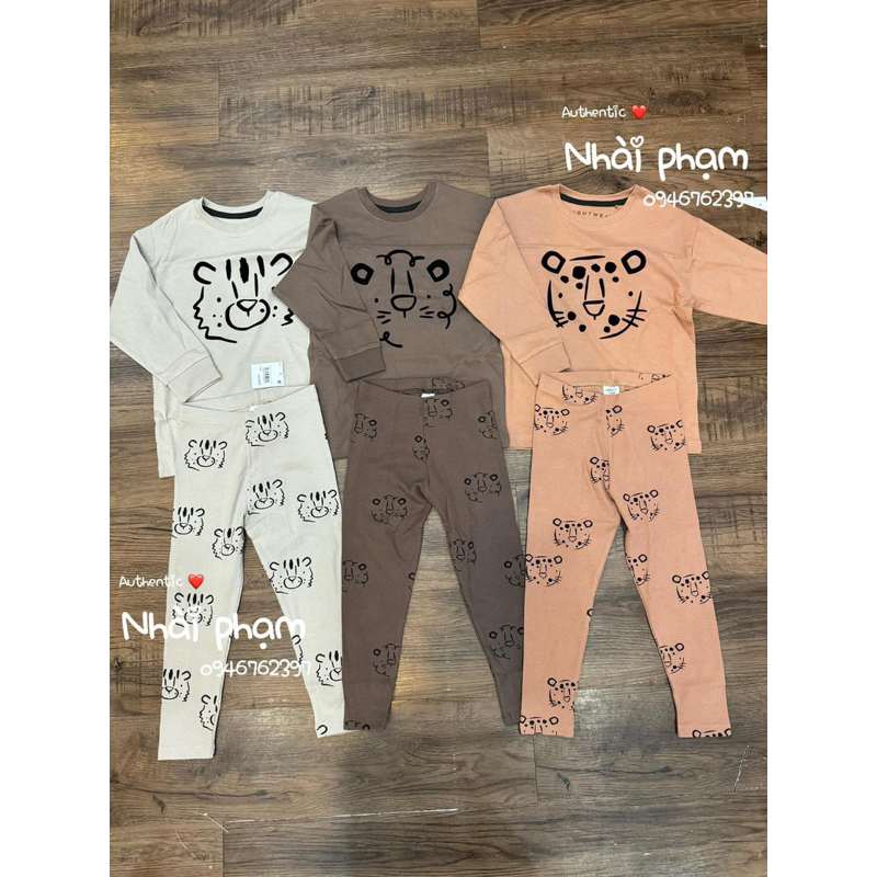 Sét 3b zip mèo méo meo tone nâu cho bé