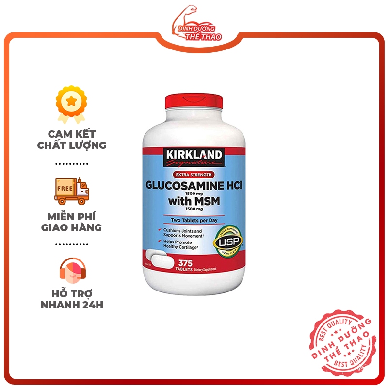 Viên Uống Hỗ Trợ Xương Khớp KIRKLAND Glucosamine HCI with MSM - 375 viên - Từ Mỹ