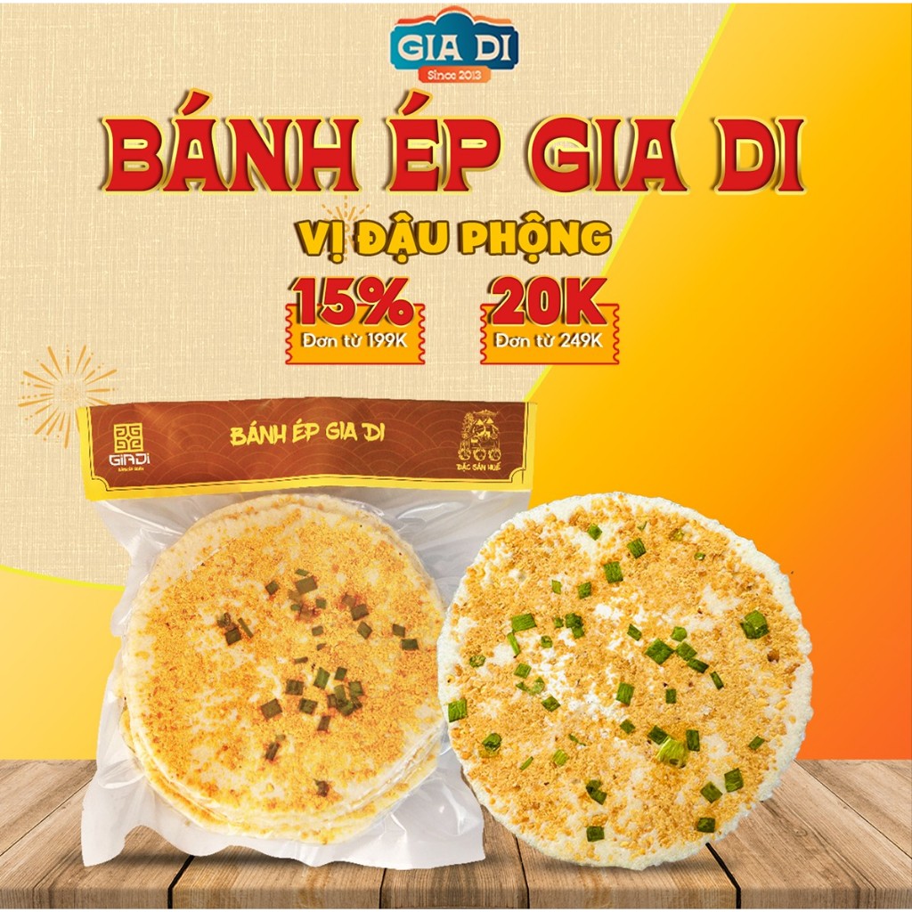 Bánh Ép Huế, Bánh Ép Khô Huế, Bánh Ép Gia Di, vị Đậu phộng Gói 5 cái