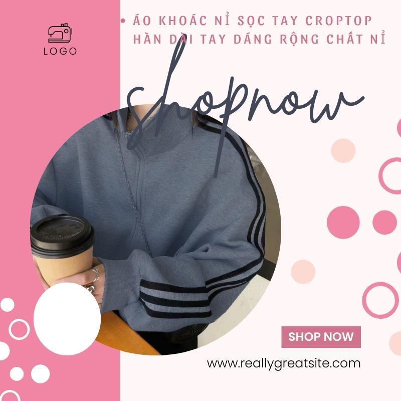 Áo Khoác Nỉ Sọc Tay Croptop Hàn Dài Tay Dáng Rộng Chất Nỉ Chân Cua Xinh Xắn VIETCEN