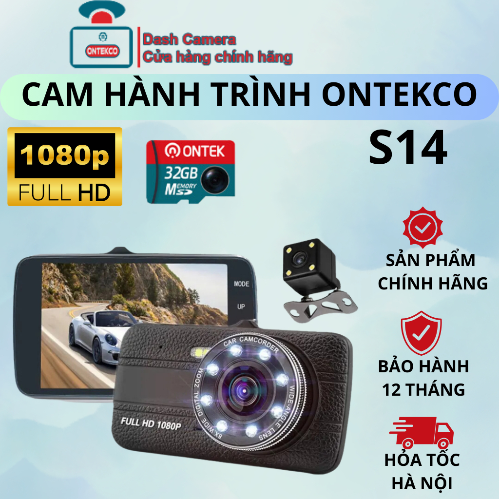 Camera hành trình ONTEKCO S14 8 LED MÀN HÌNH 4 INH giá rẻ Chính hãng