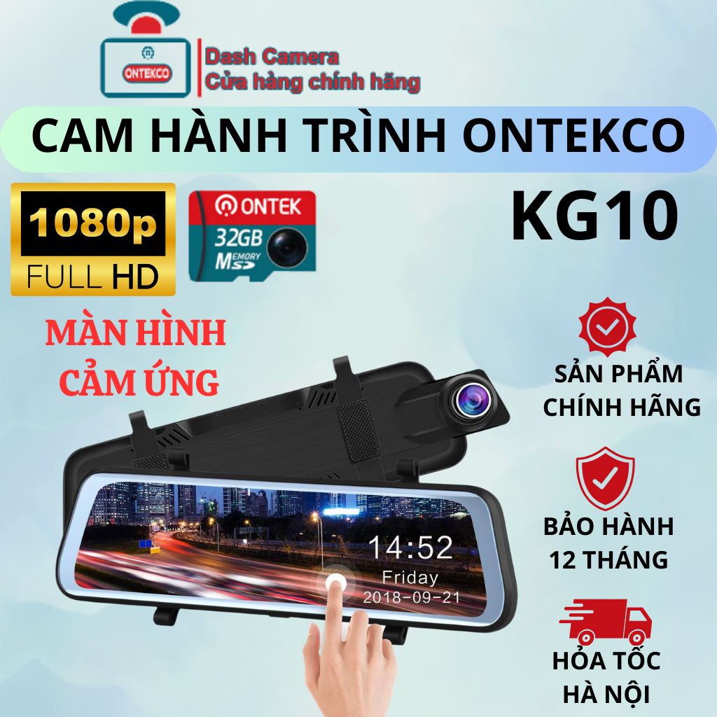 Camera hành trình ONTEKCO KG10 / KG10 PRO Wifi  kết nối đt màn gương Cảm ứng 10 inh Ghi Hình Sắc Nét .Bảo hành 12 tháng | BigBuy360 - bigbuy360.vn
