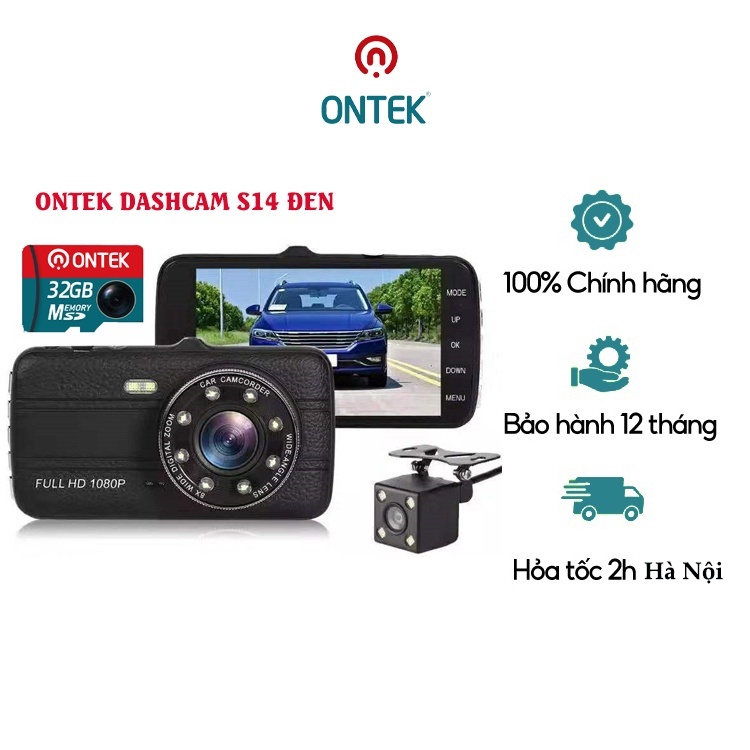 Camera hành trình ONTEKCO S14 màu BLACK chuẩn 4 INH, Tiếng Việt độ phân giải FULL HD 1080P chính hãng | BigBuy360 - bigbuy360.vn